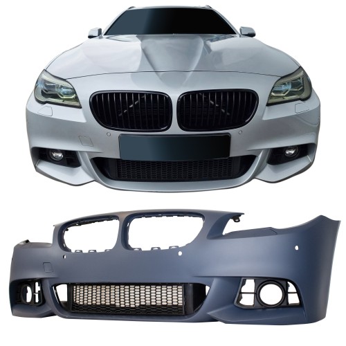 Frontstoßstange im Sport-Design mit SRA und PDC-Bohrungen passend für F10 F11 LCI passend für BMW 5er F10 Limousine LCi  und F11 Touring LCi Baujahr 2013 - 2017