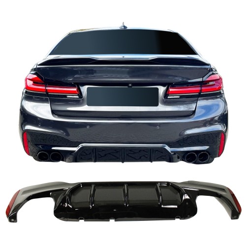 Rear diffusor M Sport Look, black glossy suitable for BMW 5 Series G30 / G31, 2017-2020