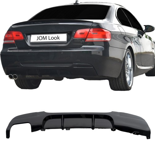 Rear diffuser, black glossy, twin exhaust outlet suitable for BMW 3 series E90/ E91, year  2005-2012