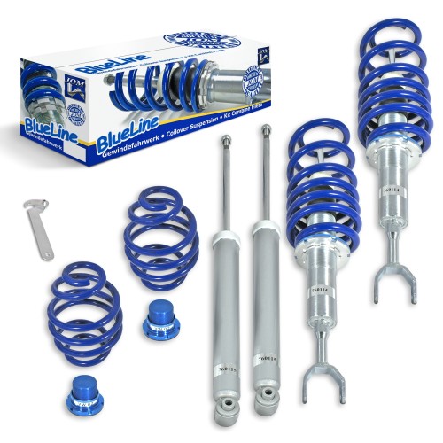 Suspension combiné fileté BlueLine Réglables - Amortisseurs filetés - Tuning Kit Complet - Qualité Allemande approprié pour Skoda Superb (3U), Tuning Kit Complet - Qualité Allemande