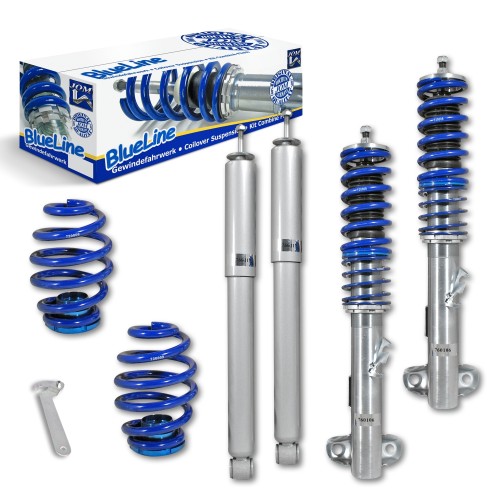 Suspension combiné fileté BlueLine Réglables - Amortisseurs filetés - Tuning Kit Complet - Qualité Allemande approprié pour Compatible av. E36 Compact 1993-2000, Tuning Kit Complet - Qualité Allemande