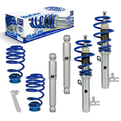 Suspension combiné fileté BlueLine Réglables - Amortisseurs filetés - Tuning Kit Complet - Qualité Allemande approprié pour Compatible av. Astra H Incl. Twintop / Caravan,  Tuning Kit Complet - Qualité Allemande