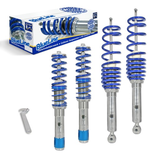 Suspension combiné fileté BlueLine Réglables - Amortisseurs filetés - Tuning Kit Complet - Qualité Allemande approprié pour Compatible av. E39 520i/ 523i/ 525i/ 528i/ 530i/ 520D/ 525D/ TD/ TDS/ 530D, 95-03, Tuning Kit Complet - Qualité Allemande