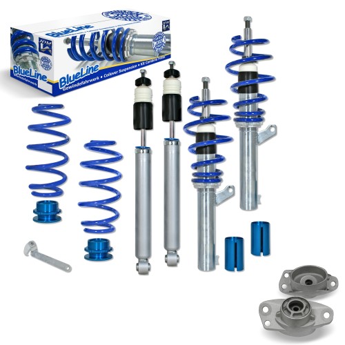BlueLine Coilover Kit with Domcap Set suitable for Audi A3 (8P) 1.9TDi / DSG, 2.0TDi/ DSG, except vehicles with four-wheel drive