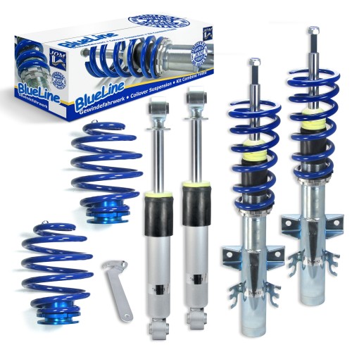 Suspension combiné fileté BlueLine Réglables - Amortisseurs filetés - Tuning Kit Complet - Qualité Allemande approprié pour Compatible av. Transporter T5 Typ 7H 2.0/ 3.2 V6/ 1.9TDi/ 2.0TDi/ BiTDi/ 2.5TDi/ 4Motion, 03-15, Tuning Kit Complet - Qualité Allem