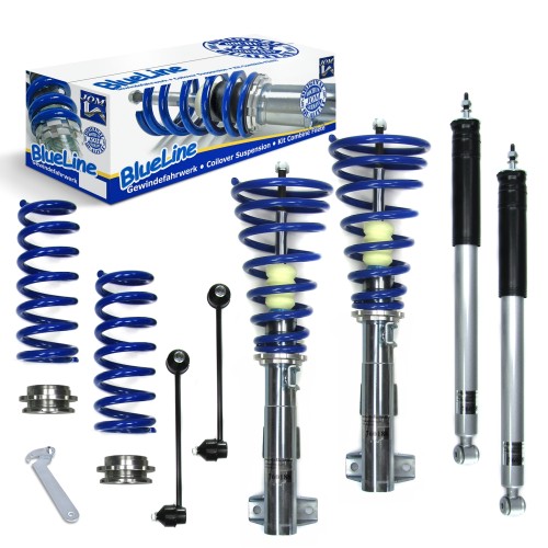 Suspension combiné fileté BlueLine Réglables - Amortisseurs filetés - Tuning Kit Complet - Qualité Allemande approprié pour Mercedes C- Klasse (W209) CLK 200 Kompressor/ 220 CDI/ 240/ 270 CDI/ 280/ 320/ CDI/ 350/ 500, 2002-2009, Tuning Kit Complet - Quali