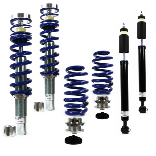 Kit Suspension Combiné Fileté Blueline Réglable en Hauteur - Amortisseurs et Ressorts Avant et Arrière approprié pour Audi A4 B9 (8W) Berline/Avant 2015-, corps d'amortisseur avant Ø 48,6/ 53 mm, pas compatible avec système d'amortissement électronique