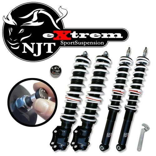 NJT eXtrem Coilover Kit suitable for VW Golf 3 and Vento year 10.1991 - 9.1997 (1HXO) and Golf 3 Cabrio (1EXO), except Variant or vehicles with four-wheel drive