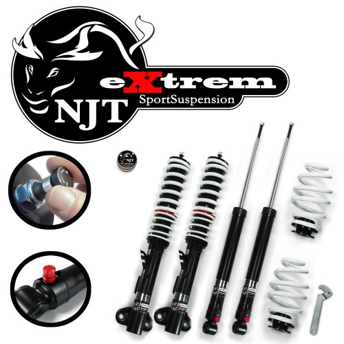 NJT extrem Coilover Kit suitable for BMW E36 4 and 6 cylinder, year 06.1992-2000