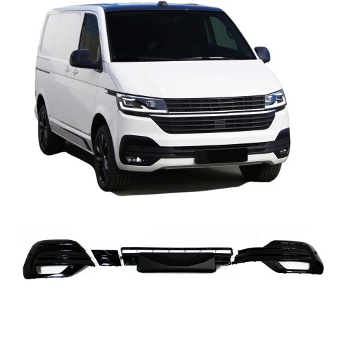 Lower Bumper Grille Insert, Gloss Black suitable for VW T6.1, 2019-