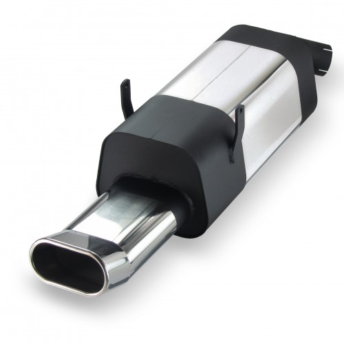 Edelstahl-Endschalldämpfer mit oval DTM-Look Endrohr passend für BMW 3er E36 320i-323i