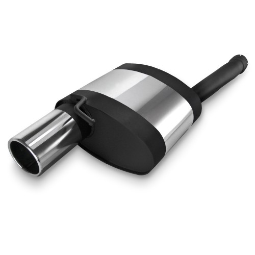 Edelstahl-Endschalldämpfer mit 1x 90mm Endrohren gerade passend für Ford Focus 1 DAW / DBW Bj. 99-04