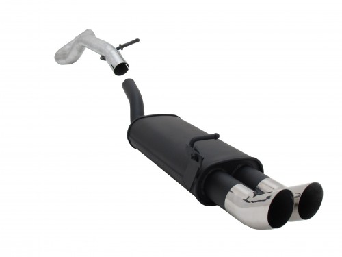 Stahl Endschalldämpfer mit 2x 76mm Endrohren DTM-Look passend für Audi A3 8L, VW Golf 4 1J, Beetle und Seat Leon 1M