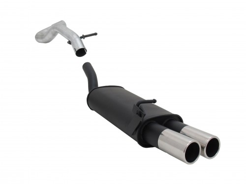 Stahl Endschalldämpfer mit 2x 76mm Endrohren gerade passend für Audi A3 8L, VW Golf 4 1J, Beetle und Seat Leon 1M