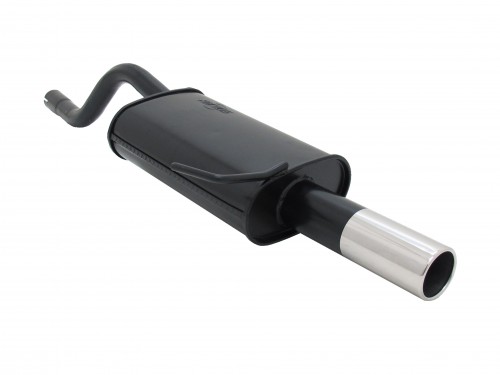 Endschalldämpfer, 1 x 76 mm, rund, gerade, mit ABE passend für Renault Clio II 1,2 / 1,4 / 1,6 16V, 98-