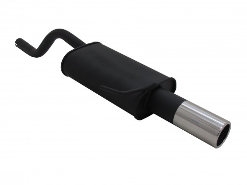 Endschalldämpfer, 1 x 90 mm, rund, gerade, mit ABE passend für Renault Clio II 1,2 / 1,4 / 1,6 16V, 98-