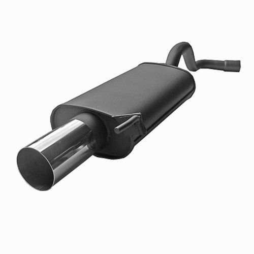 Endschalldämpfer, 1 x 90 mm, RL-Design, mit ABE passend für Renault Clio II B 1,2/ 1,4/ 1,6 16V alle ab Bj. 1998
