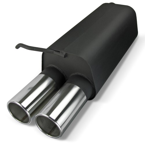 Sport-Endschalldämpfer Sportauspuff mit 2x 90mm Endrohren gerade passend für Audi A3 8L, VW Golf 41J, VW Beetle und Seat Leon 1M (nicht passend bei Allrad)