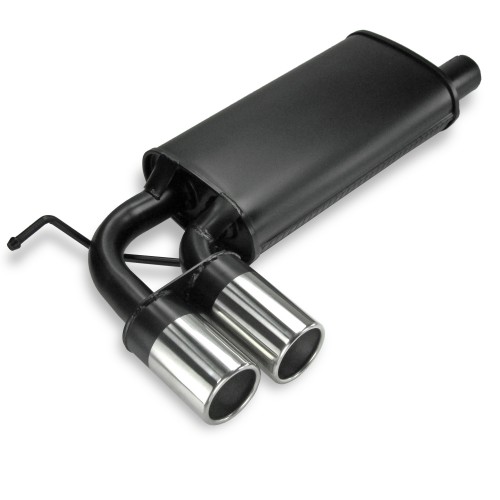 Stahl-Endschalldämpfer mit 2x 76mm Endrohren gerade passend für Audi A3 8P ab Bj. 05.03-, VW Golf 5 1K ab Bj. 11.03-, VW Golf 6 1K ab Bj. 11.08-, VW Scirocco 3 1K ab Bj. 09.03-