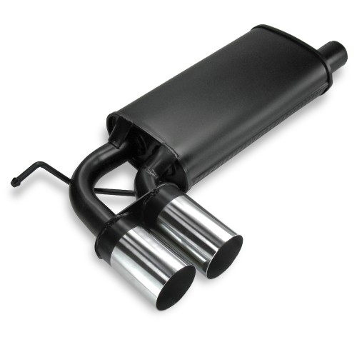 Stahl-Endschalldämpfer mit 2x 76mm Endrohren gerade passend für Audi A3 8P ab Bj. 05.03-, VW Golf 5 1K ab Bj. 11.03-, VW Golf 6 1K ab Bj. 11.08-, VW Scirocco 3 1K ab Bj. 09.03-