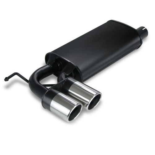 Stahl-Endschalldämpfer mit 2x 76mm Endrohren gerade passend für Audi A3 8P ab Bj. 05.03-, VW Golf 5 1K ab Bj. 11.03-, VW Golf 6 1K ab Bj. 11.08-, VW Scirocco 3 1K ab Bj. 09.03-