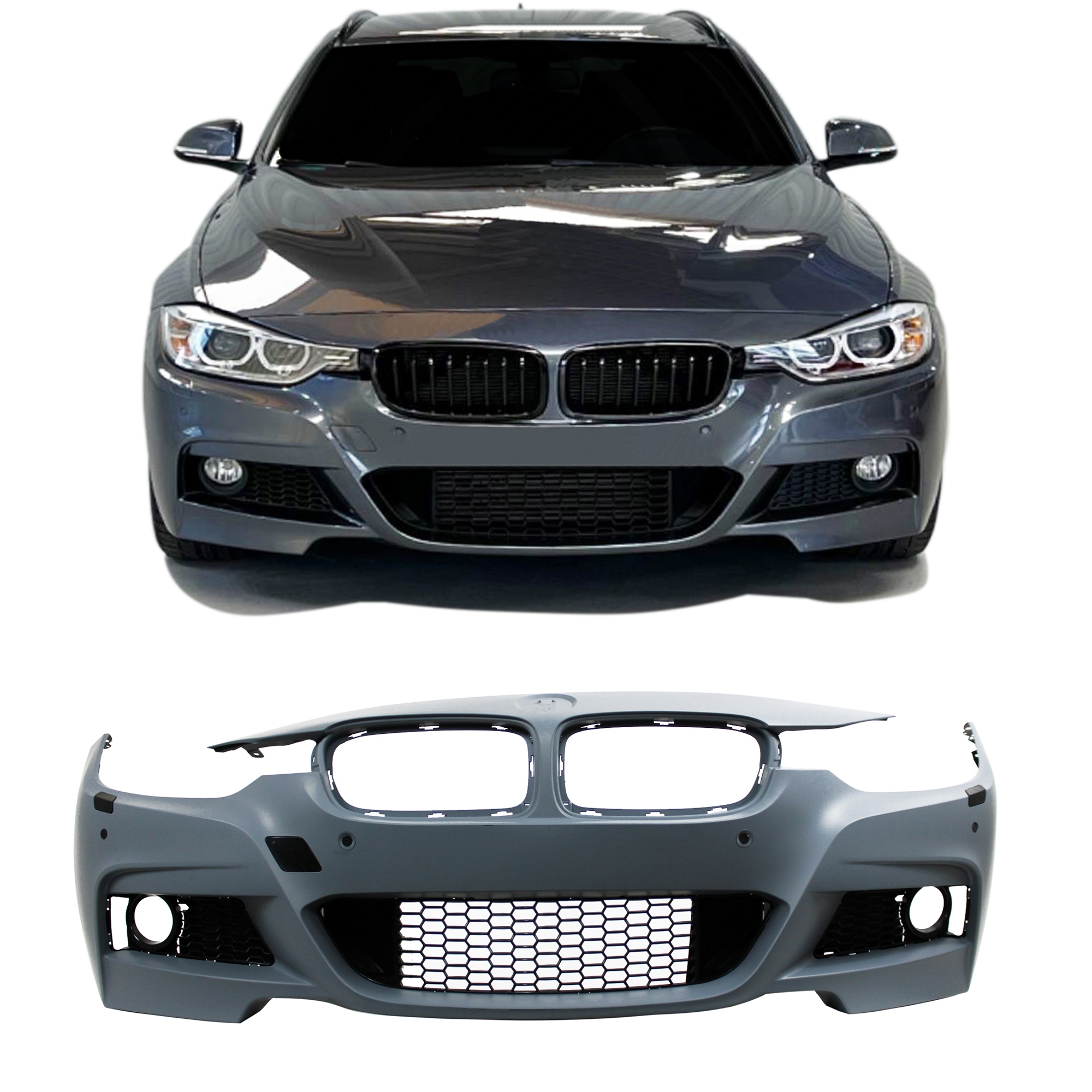 Frontstoßstange im Sport-Design passend für F30/F31 mit PDC-Bohrungen und  SRA passend für BMW 3er F30 Limousine ab Baujahr 10.2011 - F31 Touring