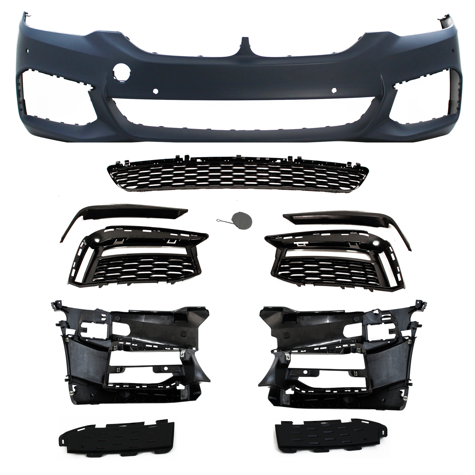 Stoßstangen Kit vorne und hinten im Sport-Design inkl. Seitenschweller mit  PDC-Bohrungen passend für BMW