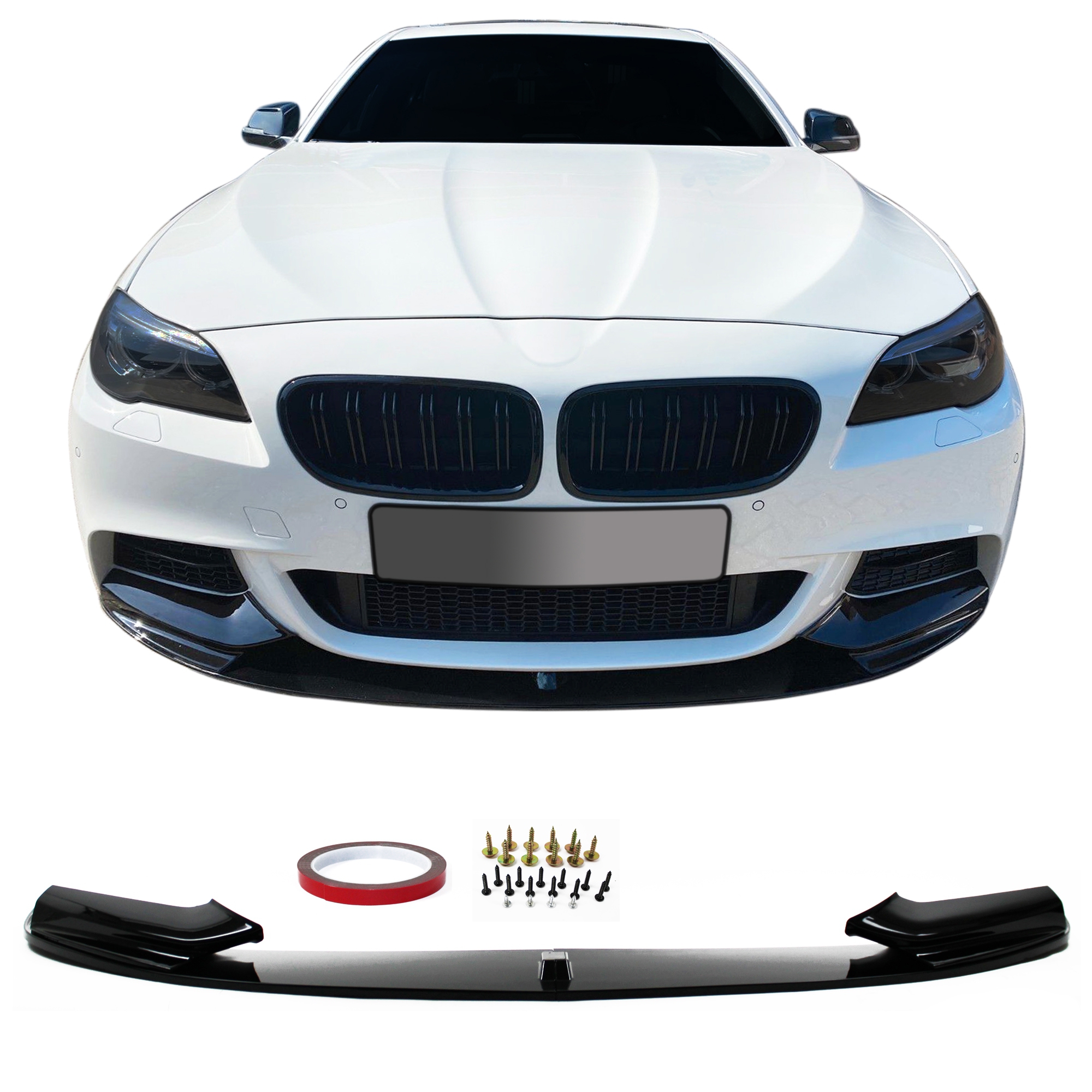 Sport Front Diffusor Splitter Performance Lip Spoiler glossy suitable for  BMW 5 SeriesF10 Limo 01/10-06/13 + F11 Touring 04/10