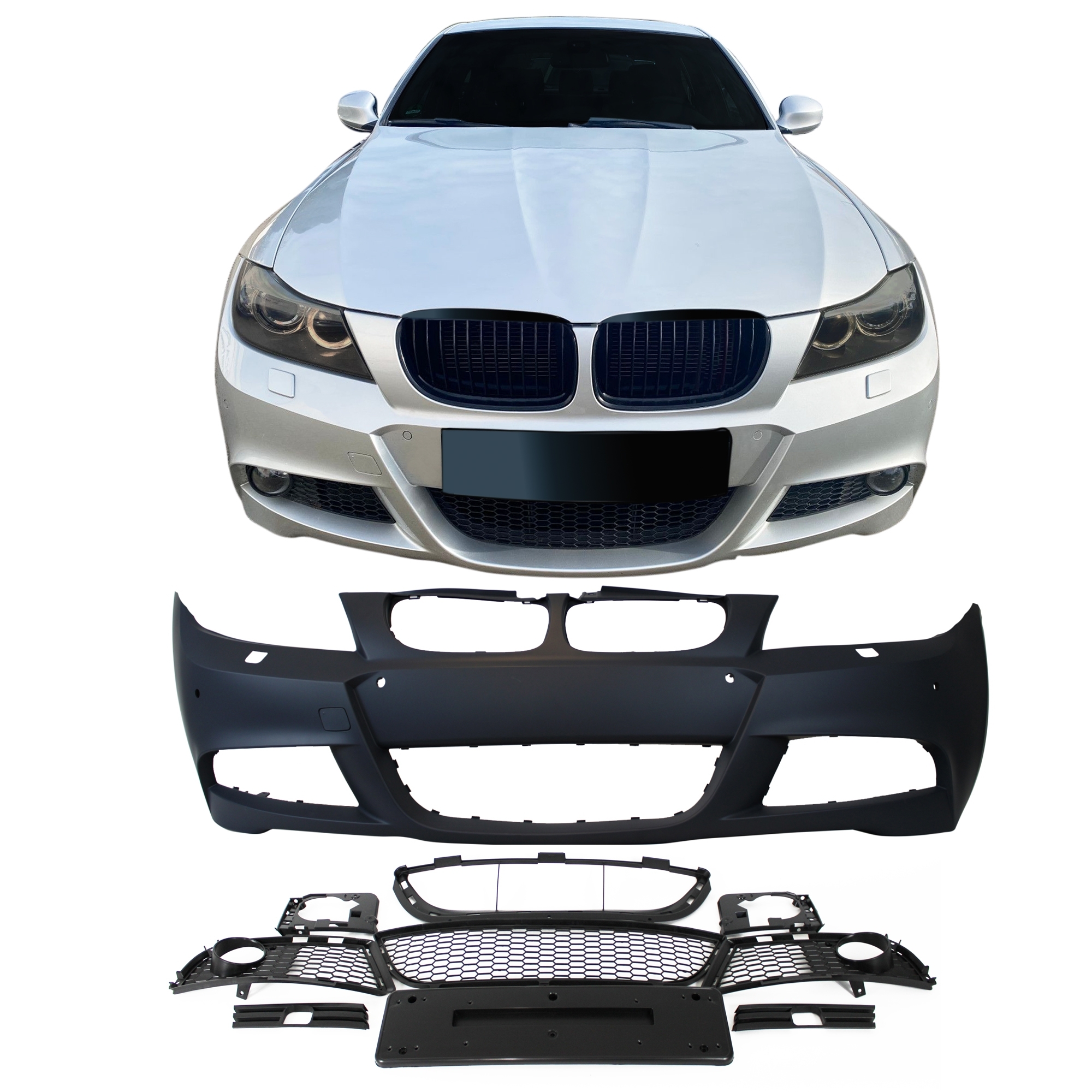 Set Stoßstange vorne für BMW 3er E90 E91 Bj. 08-11  Träger+Grill+Zubehör+Nebel : : Auto & Motorrad