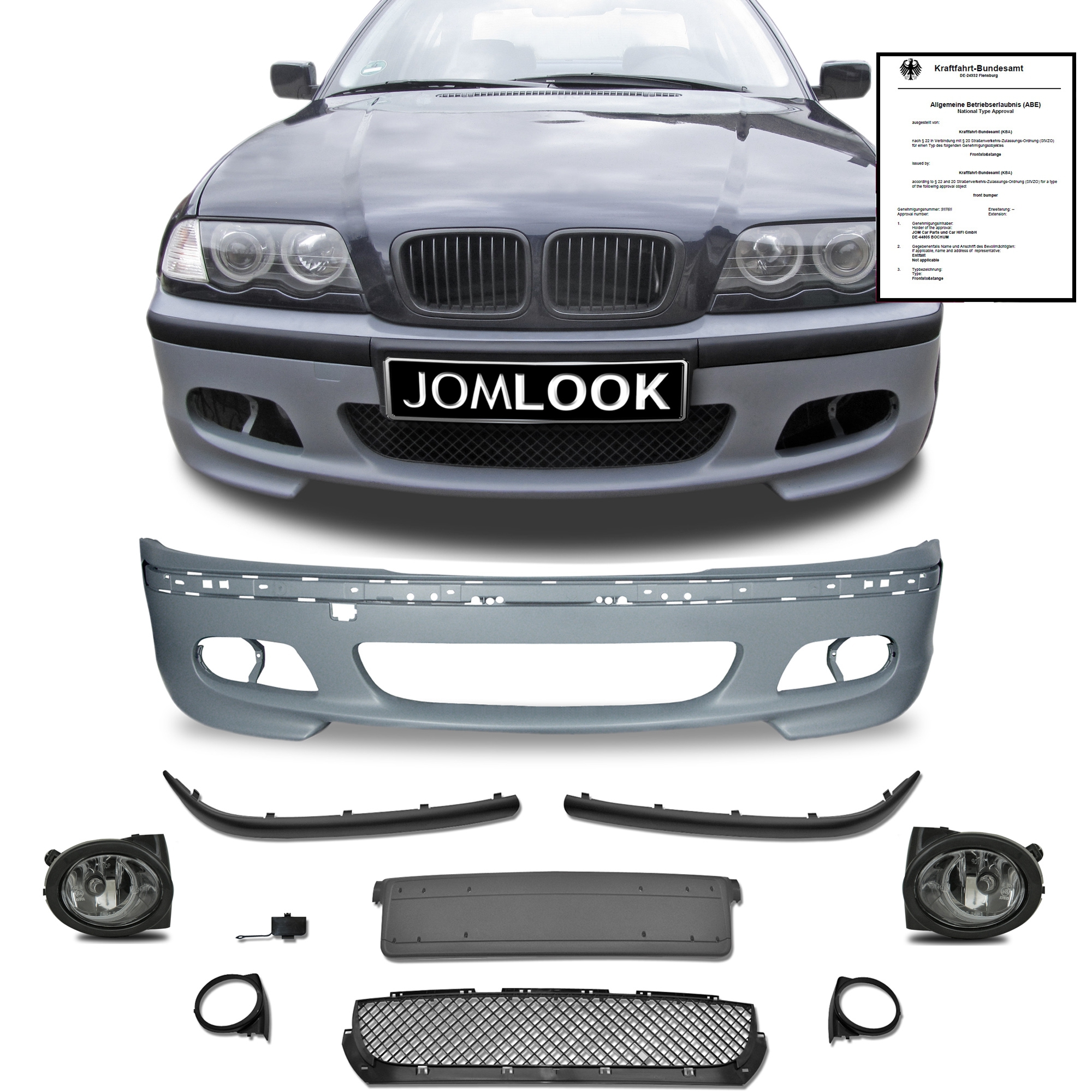 Stoßstange mit ABE inkl Nebelscheinwerfer passend für BMW E46 Limo
