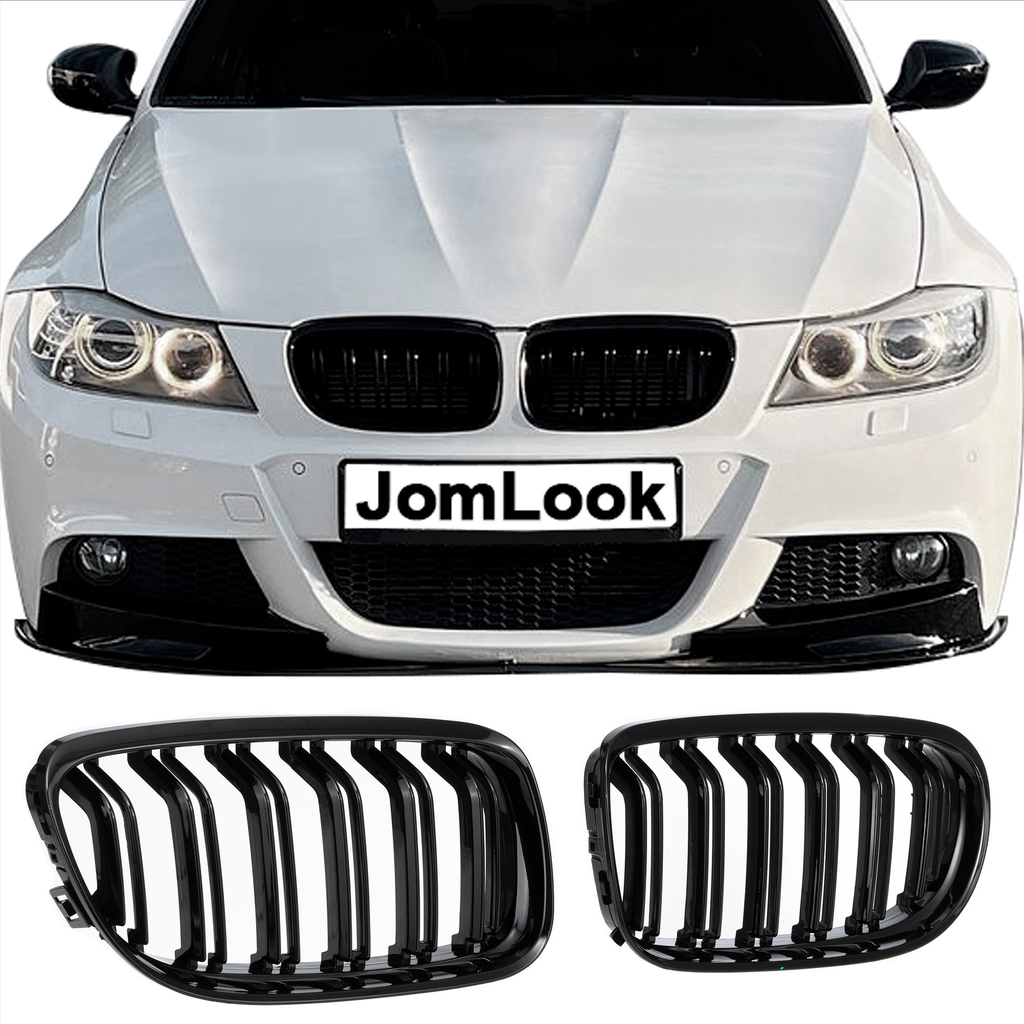 Double-slat grille, gloss black – BMW 3 Series E90 2008–2011 LCI