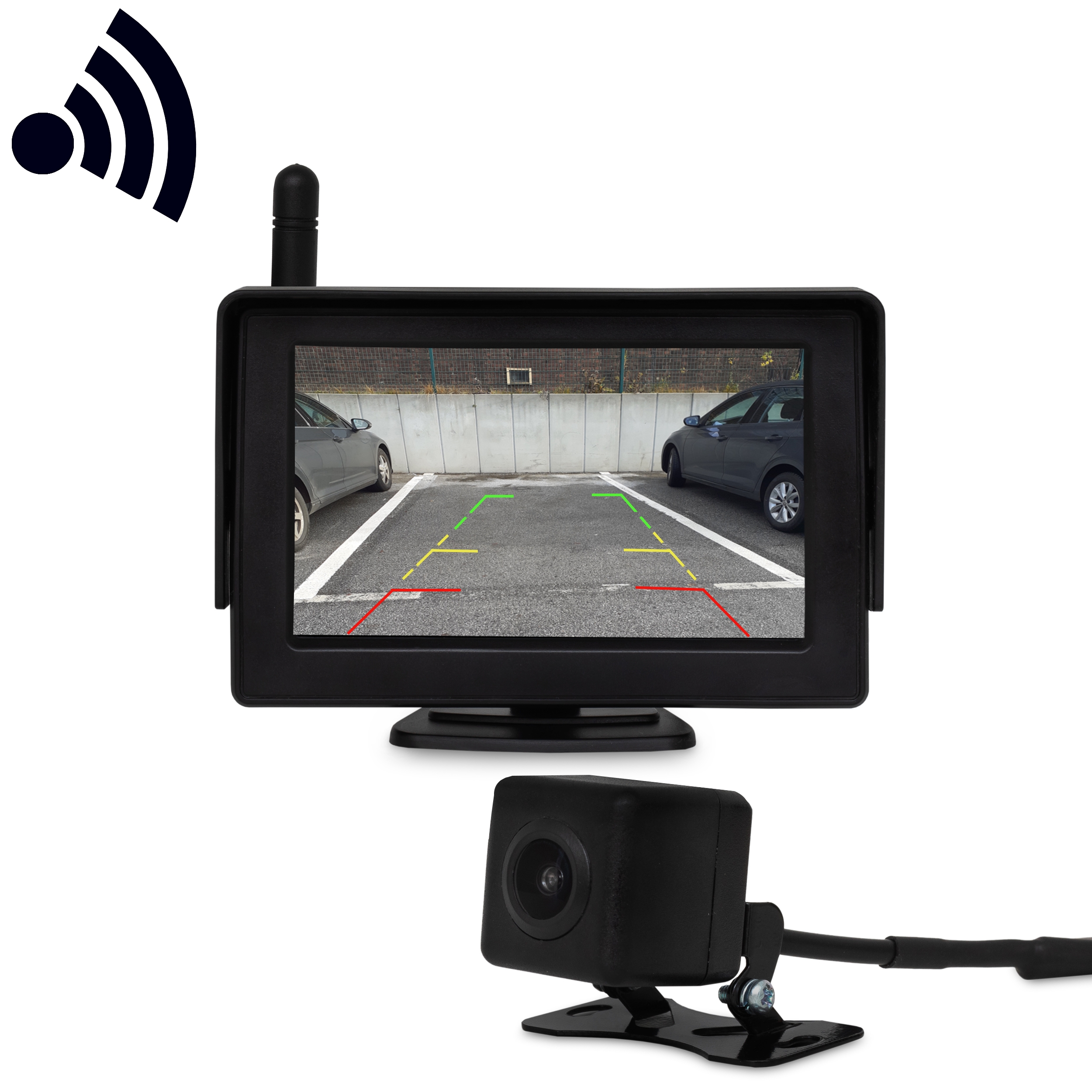 4,3" Klappbar Monitor Kabellos PKW Funk Einparkhilfe Rückfahrkamera Autokamera