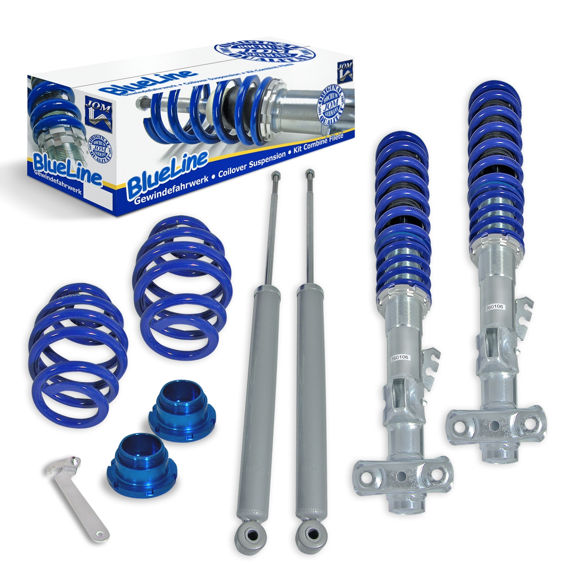 Suspension combiné fileté BlueLine Réglables - Amortisseurs filetés -  Tuning Kit Complet - Qualité Allemande approprié pour Compatible av. E36  4+6 Cyl. Incl. Touring 6.92-00, Tuning Kit Complet - Qualité Allemande