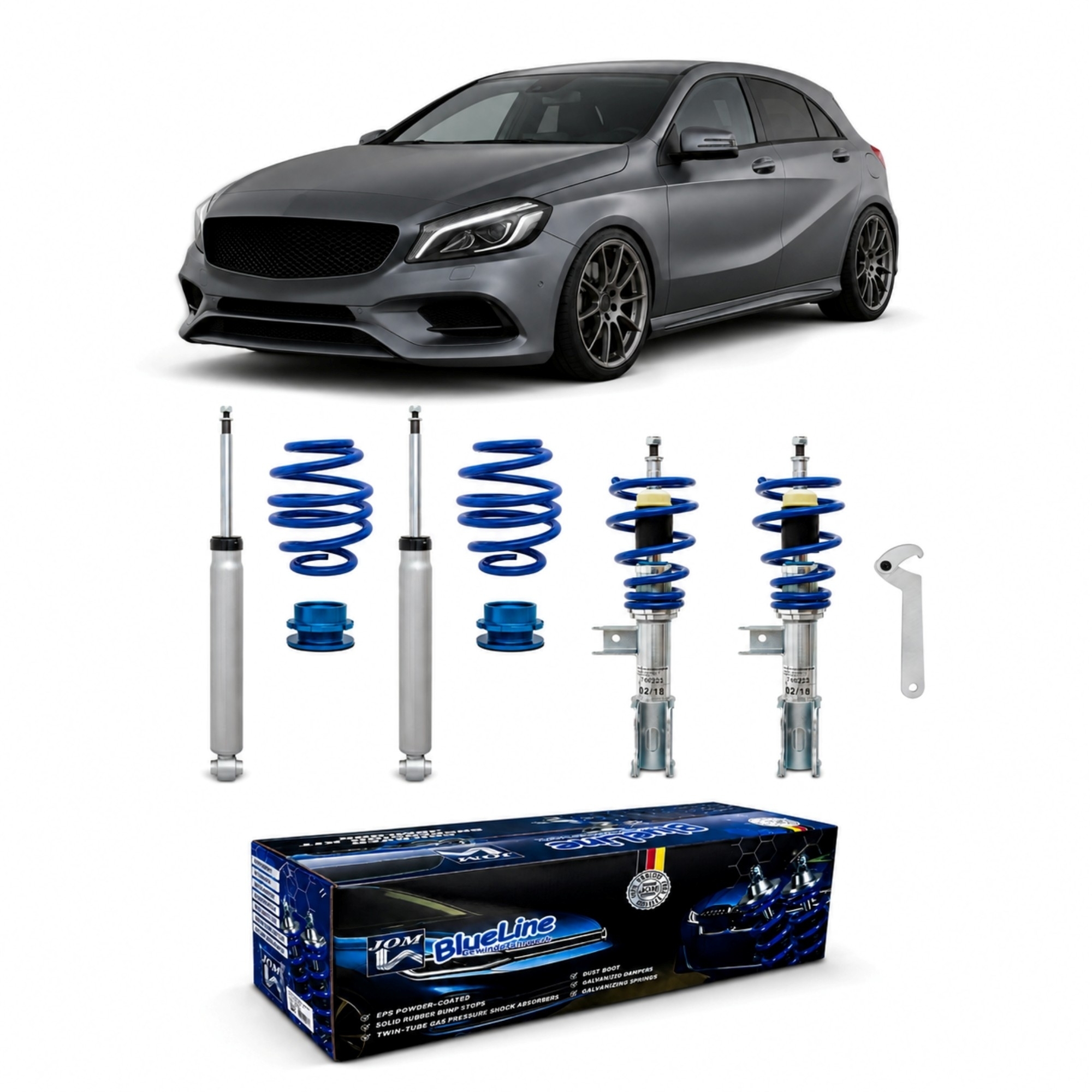 Kit De Suspensions Réglables JOM BlueLine Pour Volkswagen Eos - Qualité Allemande - Réglage 20-60mm (Av/Ar)