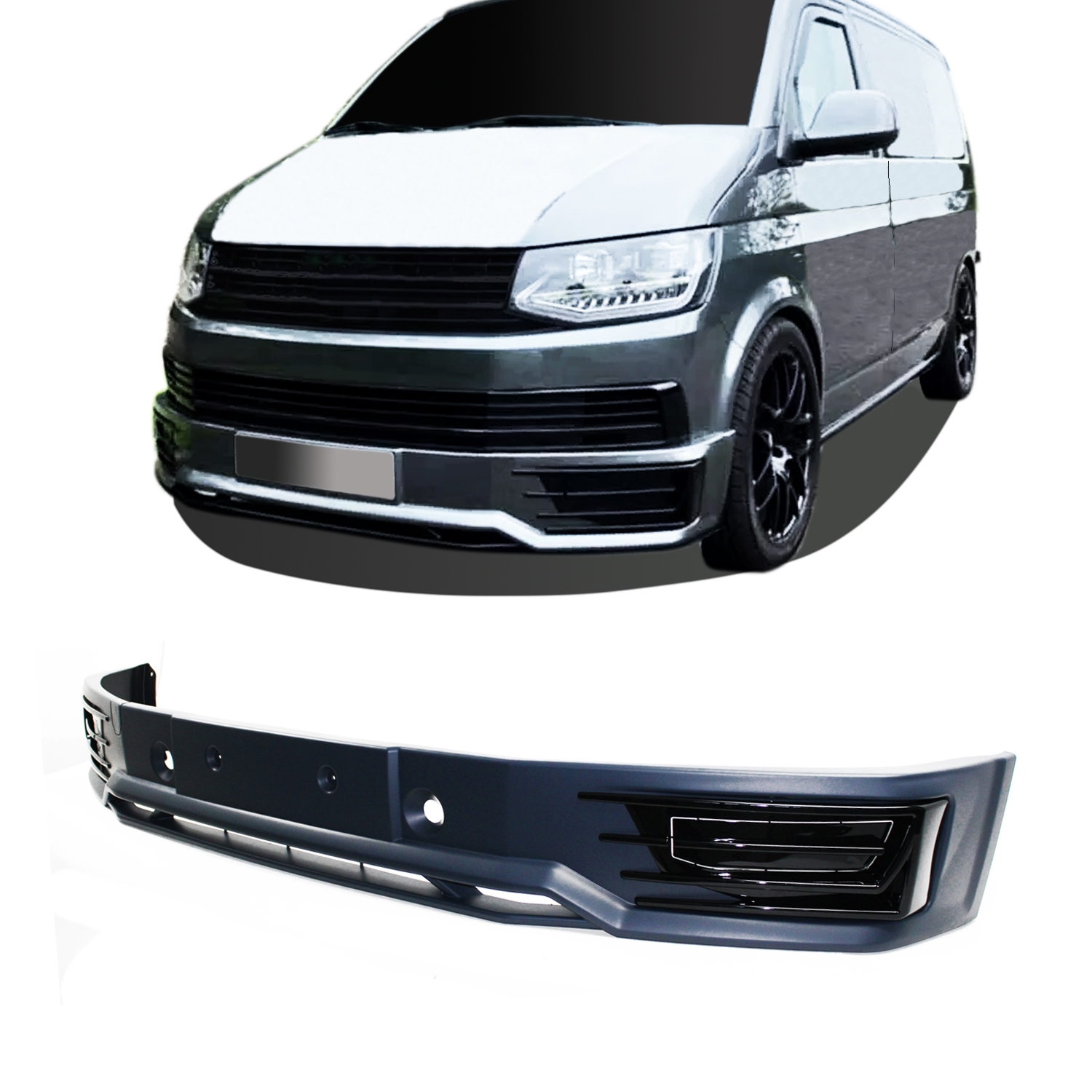 Frontspoilerlippe Spoiler Splitter Spoilerlippe Ansatz Lippe Stoßstange  vorne für T6 mit ABE passend für VW T6 Bj. 2015-2019