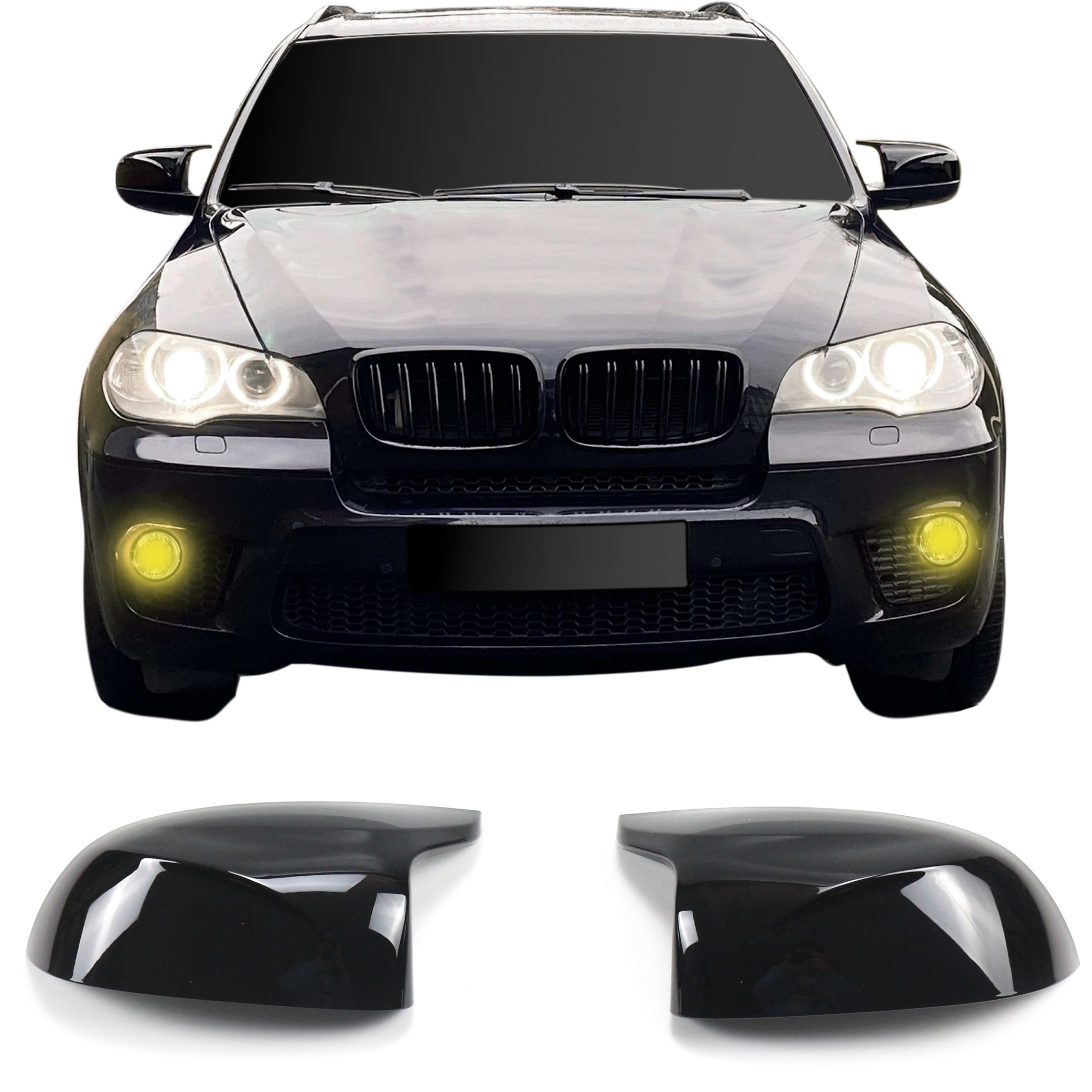 BMW Mirror Cap Set, black gloss
