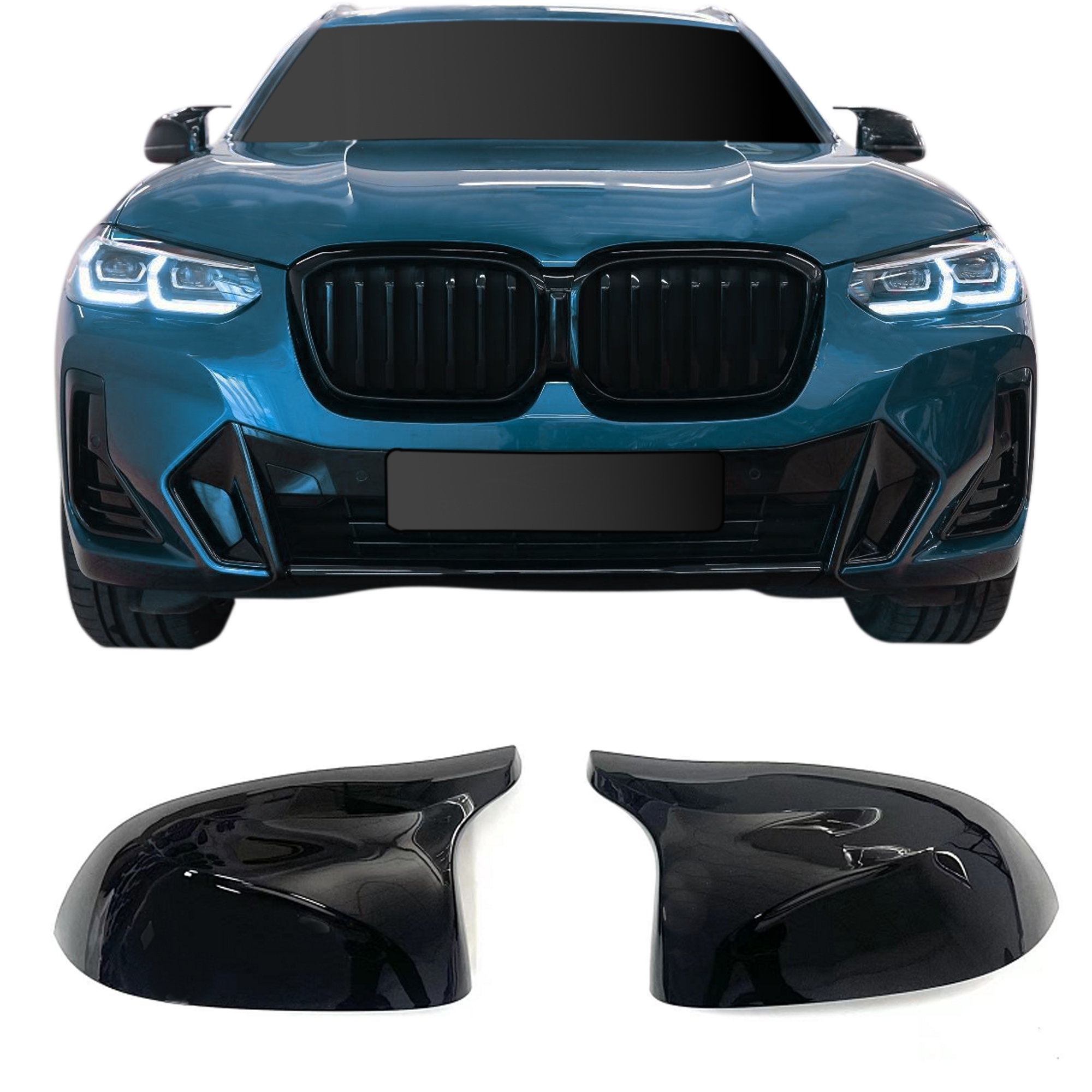 BMW Mirror Cap Set, black gloss