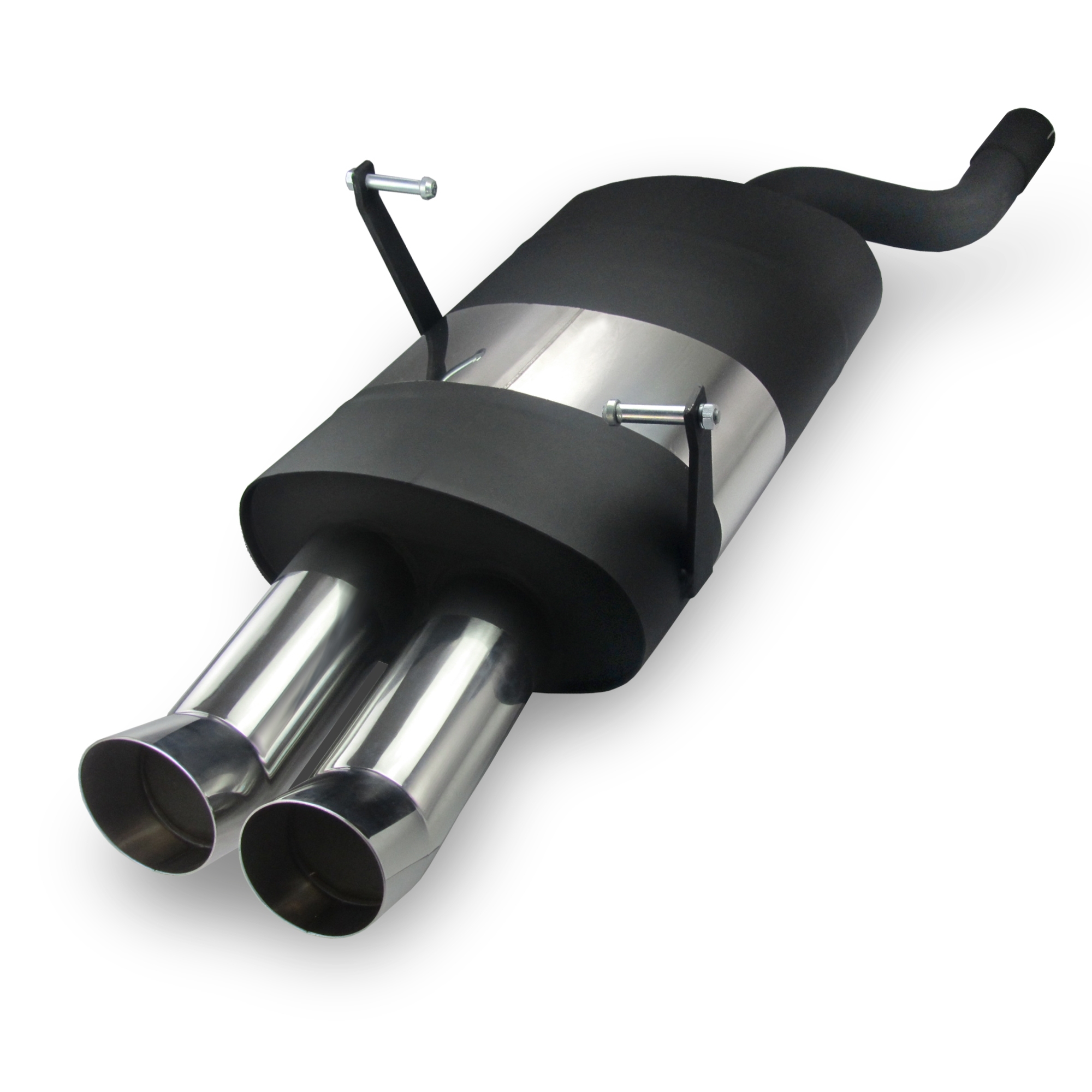 Stainless steel rear muffler with 2x 76mm tailpipes DTMLook suitable