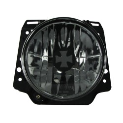 Phares avant compatible avec VW Golf 2 H4, verre lisse fumée, design Iron Cross