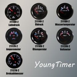 Gauge YoungTimer, boost pressure, black Ø52mm