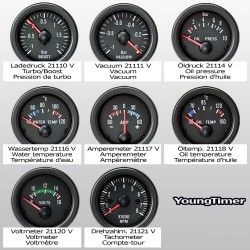 Manomètre YoungTimer, pression de turbo, boost, noir Ø52mm