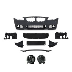 Front bumper in sports design with PDC holes, HCS and fog lights suitable for BMW 5er F10 Limousine year 01.2010-06.2015 and F11 Touring year 04.2010-