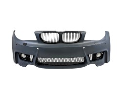 Stoßstange vorn incl. Doppelrippen Grill passend für 1er E81 E82 E87 E88 mit Aussparungen PDC / SRA, Sport Paket mit Nelbelscheinwerfer passend für BMW 1er E81, E82, E87 und E88 Bj. 2004 - 2011