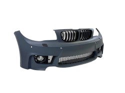 Stoßstange vorn incl. Doppelrippen Grill passend für 1er E81 E82 E87 E88 mit Aussparungen PDC / SRA, Sport Paket mit Nelbelscheinwerfer passend für BMW 1er E81, E82, E87 und E88 Bj. 2004 - 2011
