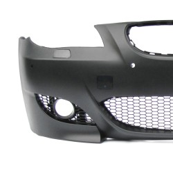 Front bumper, JOM, BMW E60 Facelift By. 03.2007-03.2010, with cuttings for headlight cleaning system and PDC, sport look suitable for BMW E60 Facelift year. 03.2007-03.2010