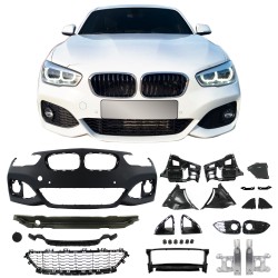Stoßstangen Kit im Sport-Design inkl. Seitenschweller mit PDC-Bohrungen, Aussparung für Schalldämpfer links passend für BMW F20, 1er, LCI 5-türer, Bj. 2015-2019