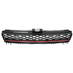 JOM Calandre de radiateur sans sigle compatible avec  VW Golf 7 08/12-, Grille nid d'abeille  Noire/ rouge - Qualité allemande