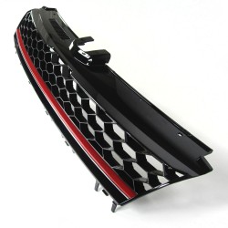 Front Grill badgeless, black honey-comb mesh with red stripe suitable for VW Golf 7 year 08.2012-