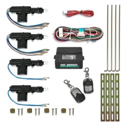 Central locking system, universal with 2 mini radio remote controls, 4 motors