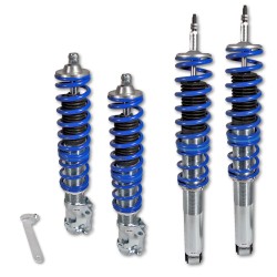 Kit Suspension Combiné Fileté Blueline Réglable en Hauteur - Amortisseurs et Ressorts Avant et Arrière approprié pour VW Golf 3/ Vento 10.91-9.97 (1HXO), Golf 3 Cabrio (1EXO), sauf version Syncro, 4x4 et Break